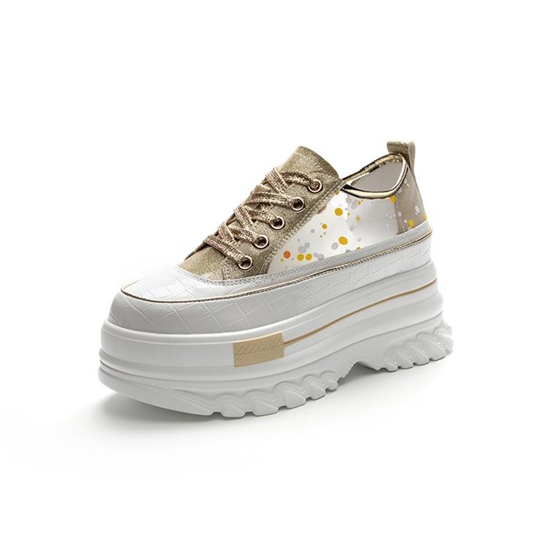 Summer little white shoes women's 2025 new thick-soled muffin inner height increase and thinness hollow mesh casual shoes breathable women's shoes