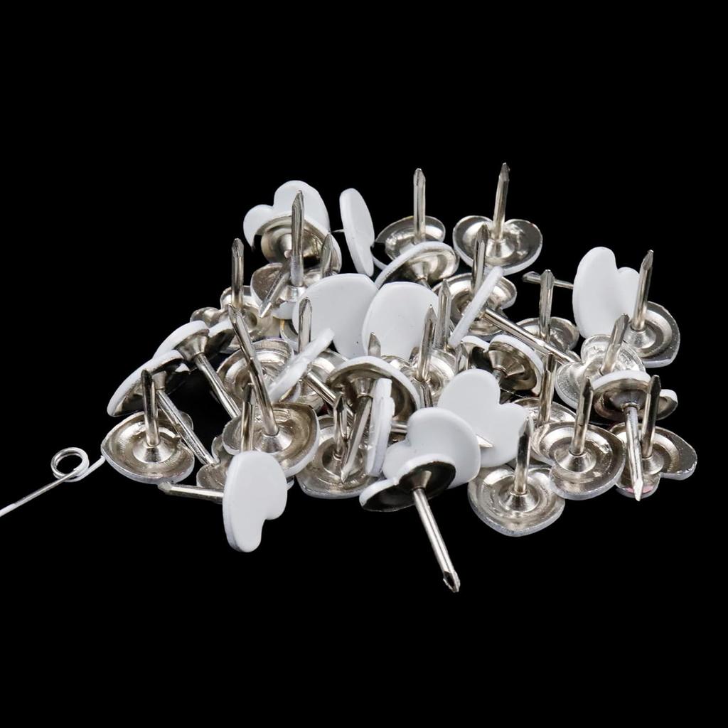 Antrader Thumb Tacks Heart-Shaped,Heart Shaped Thumbtacks Decorative Thumbtacks for Office School Personal Use (White),150Pcs