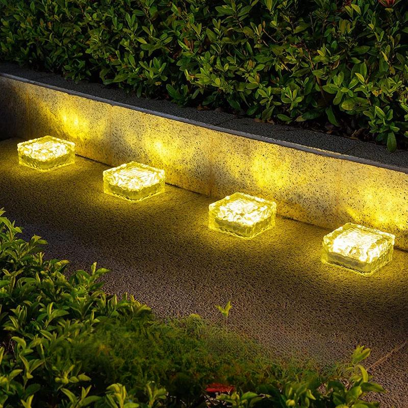 1Pc Solar Square Ice Light Garden Decoration Lawn Light Outdoor Garden Buried Light Outdoor Landscape Light Waterproof