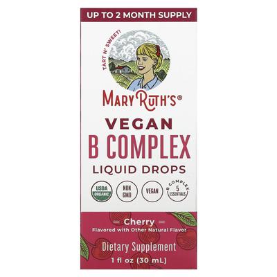 Vegane B-Komplex-Flüssigtropfen, Kirsche, 1 fl oz (30 ml)