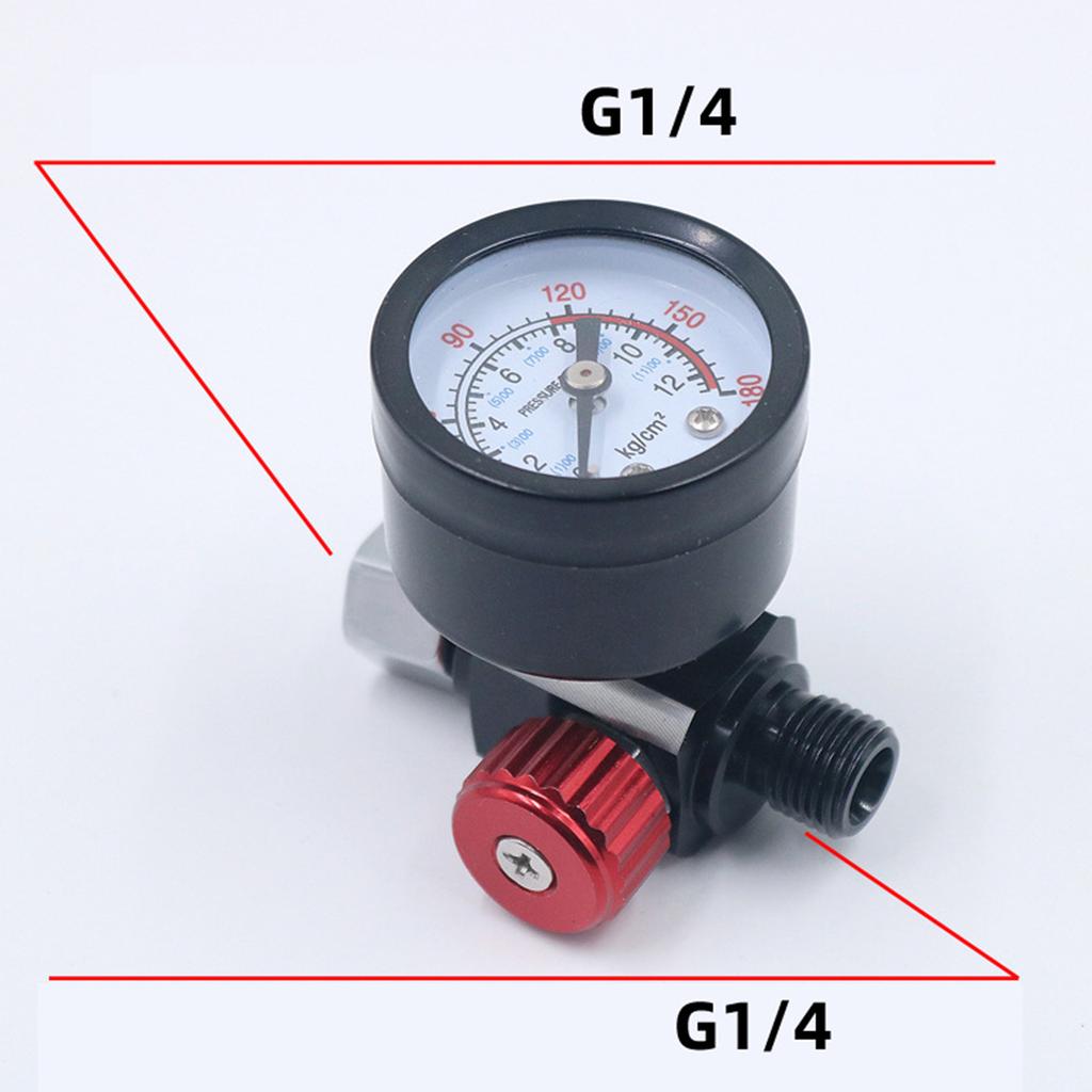 Practical 1/4" Spray Gun-Air Regulator Gauge Red & Blue Air Adjusting for Valve Regulator for Spray Guns and Pneumatic T