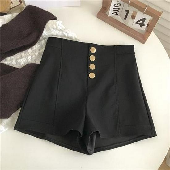

High-Waisted Black A-Line Casual Shorts for Women - 2026 Spring/Summer Korean Style, Fashionable & Versatile. XS 70-80 jin чёрный