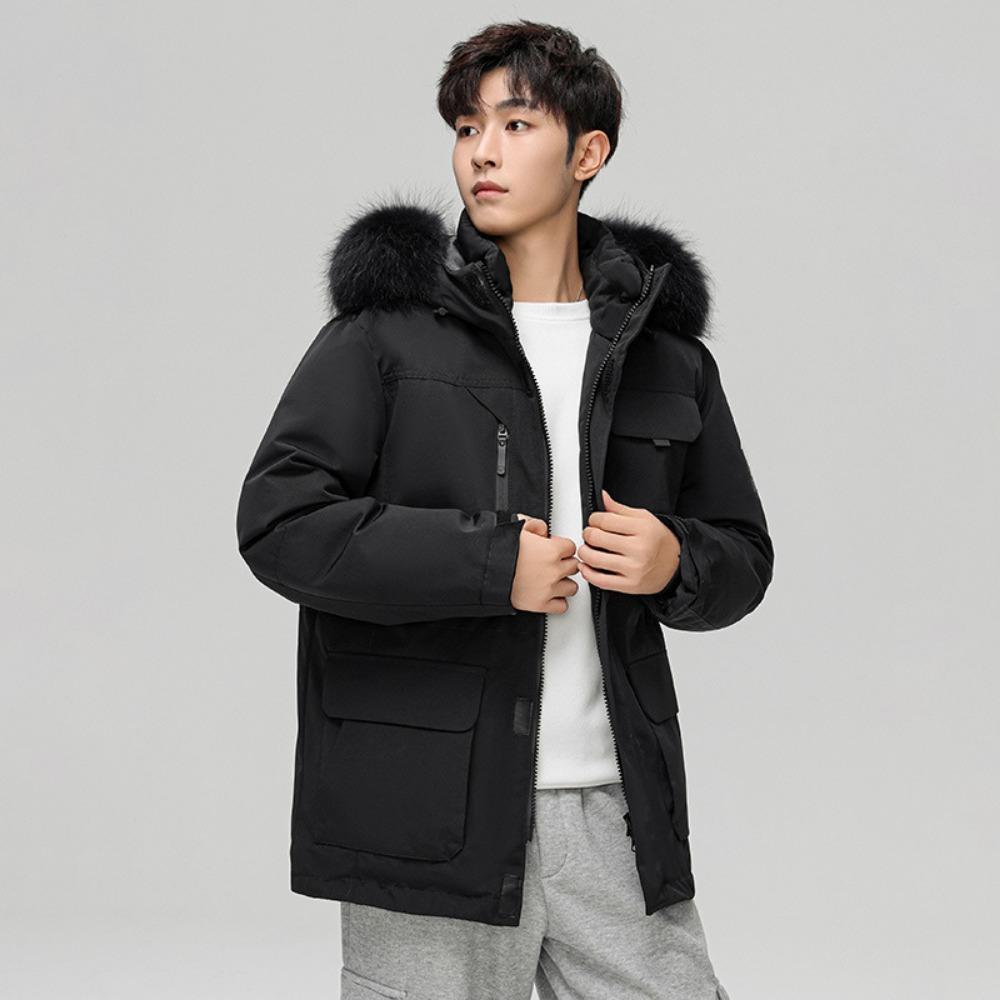 Sports trend Winter down jacket men, white duck down outdoor tooling