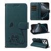Leather Wallet Flip Case For OPPO A57S A77 A15 A15S A16 A16S A54S A17 A96 4G 5G Cat and Butterfly Embossed,Wrist Strap