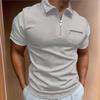 Herren Halbzip Slim Fit Poloshirt Lässiges Atmungsaktives Kurzarm Oberteil mit Brusttasche