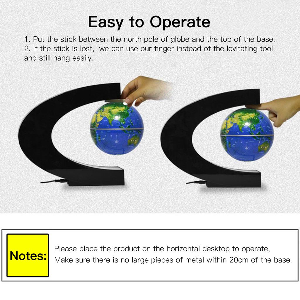 Schwebender Globus mit LED-Licht, 3 Zoll magnetische Levitation, rotierende Weltkarte mit mehrfarbigem Licht