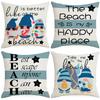 New Summer Pillowcase Blue Striped Letter Linen Print Pillow Sofa Car Cushion