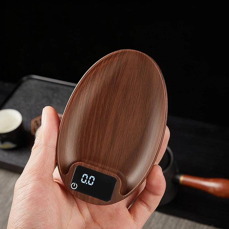 1Pc Coffee Bean Electronic Scale Bean Tray Scale 0.1G High-Precision Walnut Small Solid Wood Italian Coffee Scale