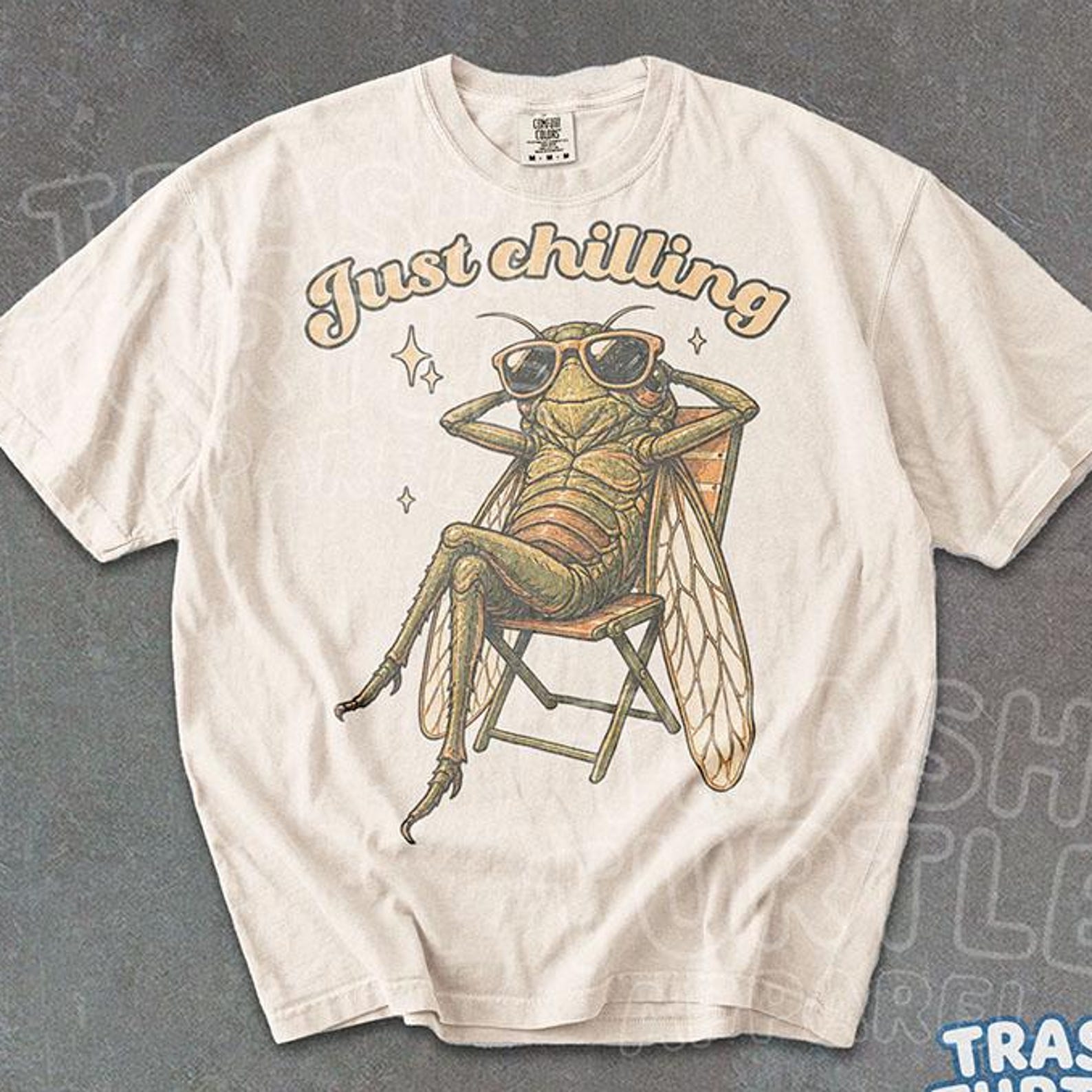 Just Chilling Bug Shirt Entomology TShirt Vintage Insect Collection T-shirt Entomologist Gift Nature Lover Tee 4XL