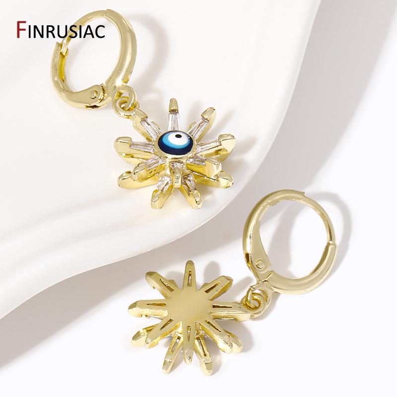 Nouvelles Boucles d'Oreilles Créoles Pendantes Œil du Mal en Zirconium de Luxe Pour Femmes Laiton Œil Turc Grec Boucles d'Oreilles Pendantes Bijoux Cadeau de Fête