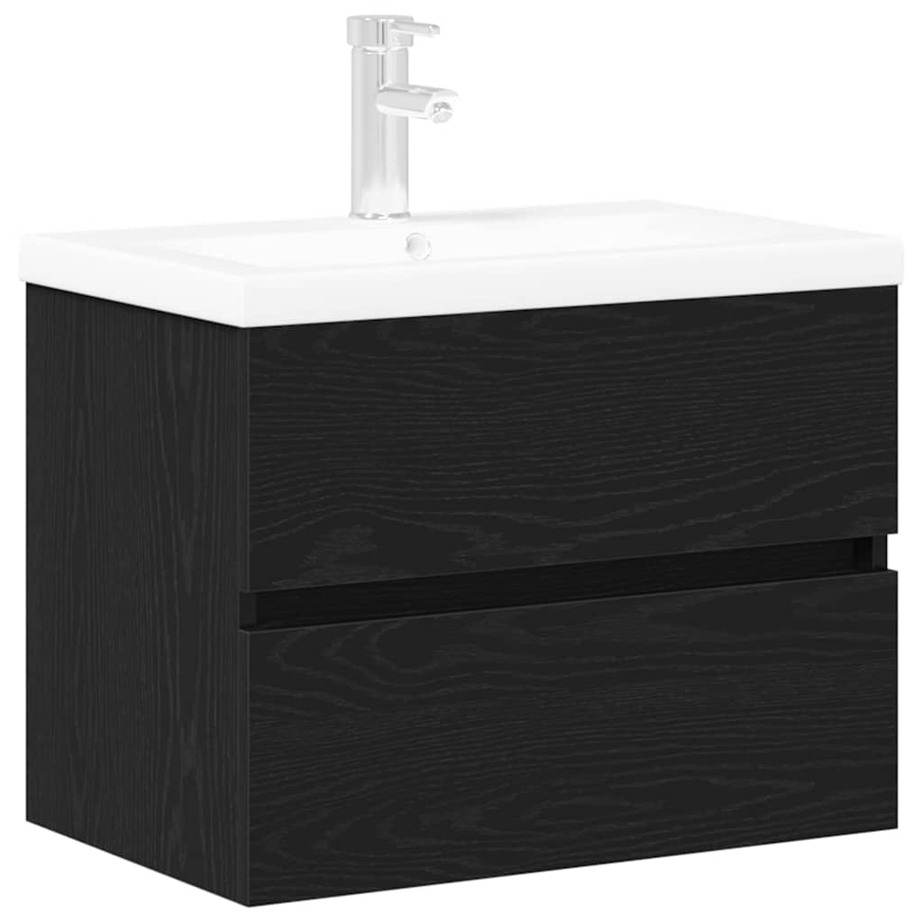 Washbasin Cabinet Black Oak Effect 60 X 39 X 62 Cm