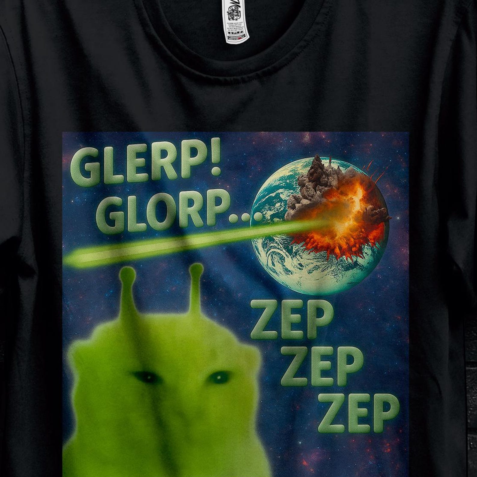 Glerp Glorp Funny Alien Funny Cat Meme TShirt Gift For Man and Woman,, Goofy ahh Shirts Brainrot T-shirt, Dank Memes Sweater, Silly Cats Tee S
