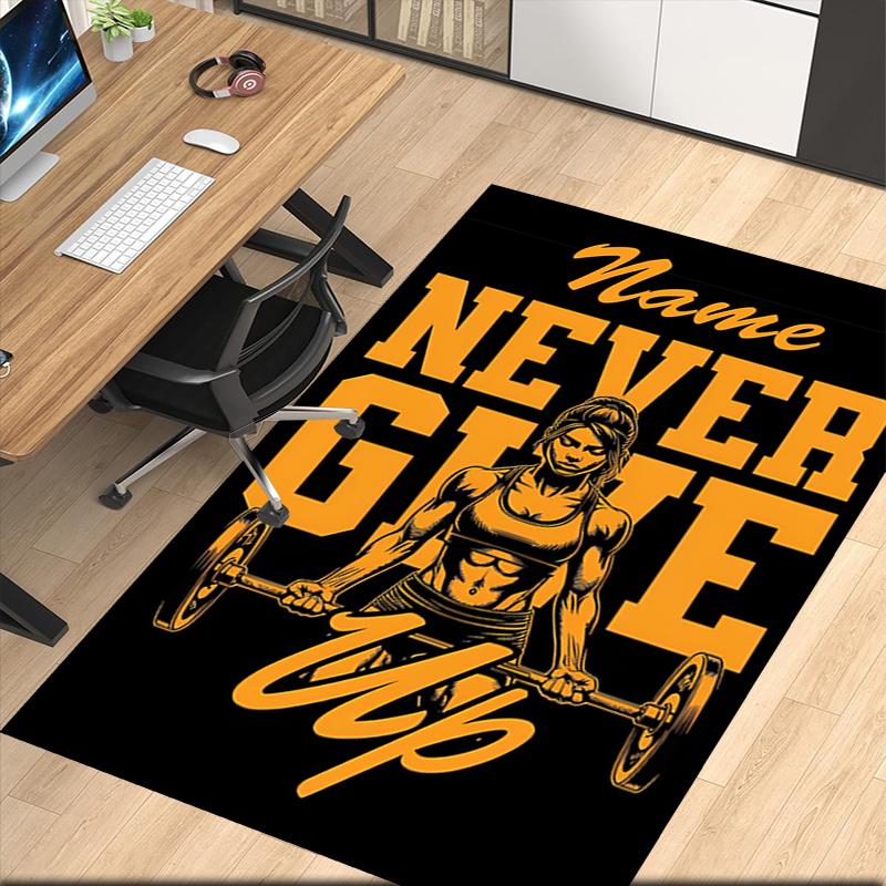 Custom Name weightlifting Printed Carpet, for Office Chair Living Room Bedroom Kitchen Room Decor Gifts.