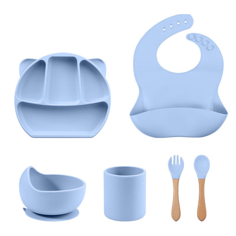 ZISIZ Kids Silicone Dinner Plate & Tableware Set