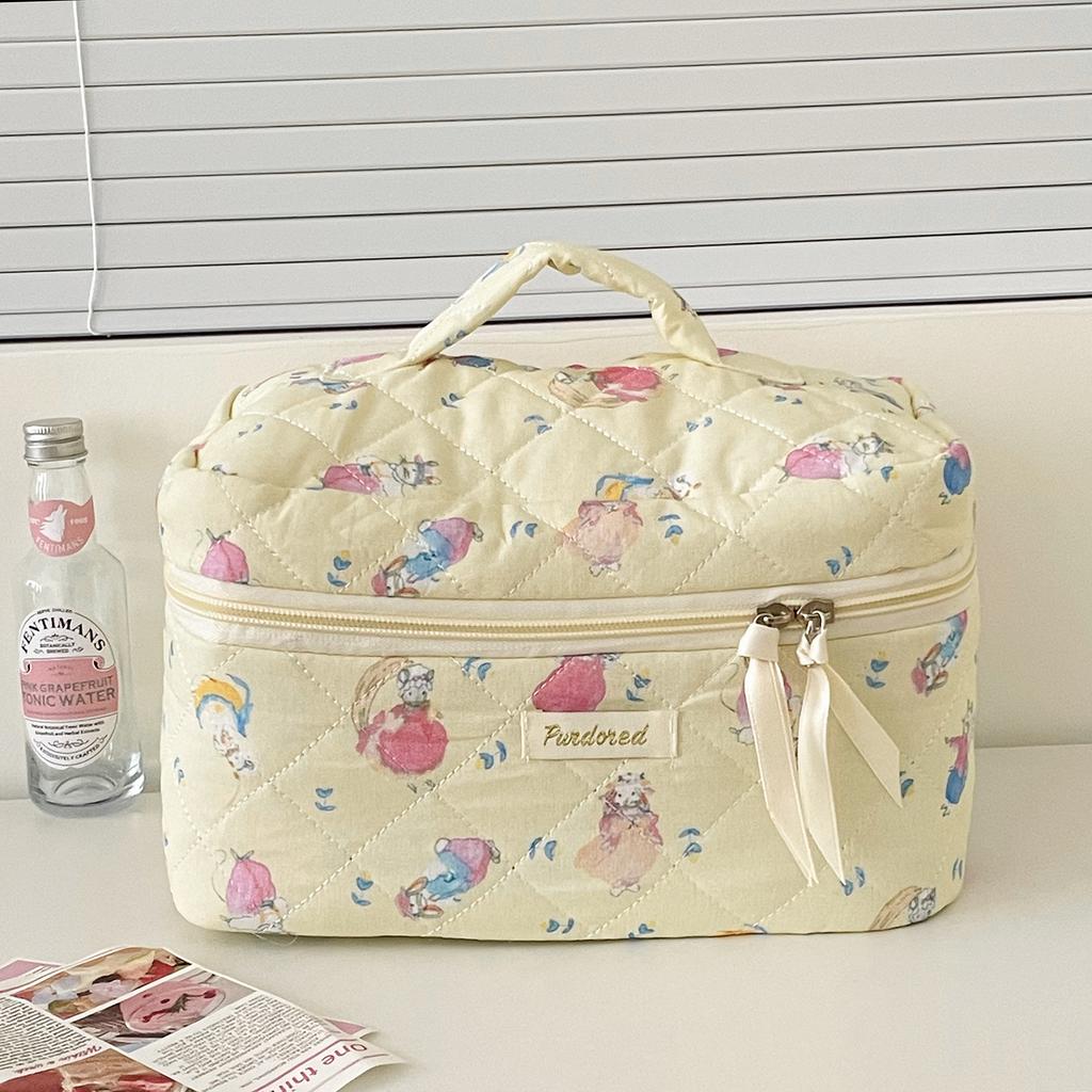 Cartoon Portable Cosmetic Bags for Women Travel Animal Print Toiletry Storage Ladeis Makeup Handbags Commuter Female Pencil Case