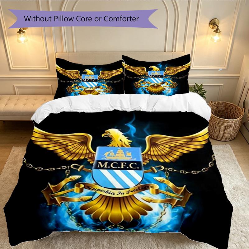3pcs Duvet Cover Set, Manchester United Manchester City Digital Print Bedding Set, Soft Comfortable Bedclothes For Bedroom, Guest Room