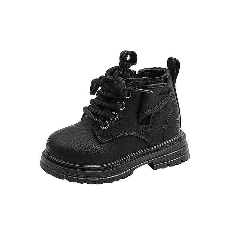 Girls' Korean-style Martin boots, new autumn and winter soft-soled boots for young children, stylish single-lining boots, boys' non-slip leather