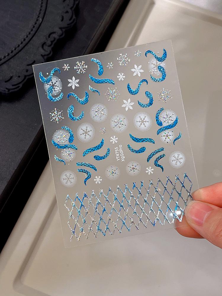 

YITU Ant Graph Jelly Snake Snowflake Plaid Luxury Nail Stickers with Adhesive (YT4755)