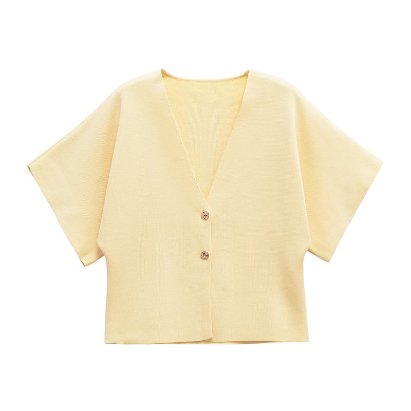 Zbzr Spring New Women Clothes Western Style French Style Versitile Fashion Short Sleeve Simple Knitted Outerwear 4192101