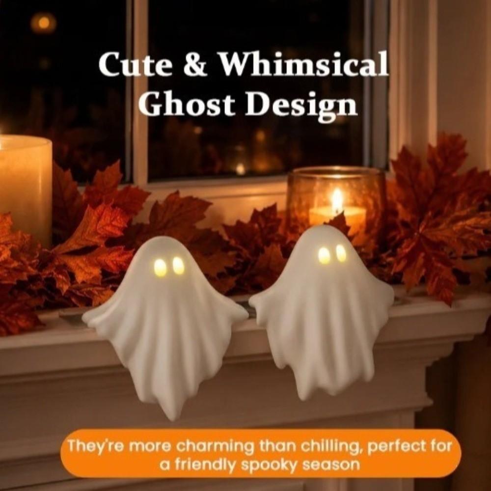 LED Halloween Glowing Ghost Table Decor Cozy Spooky Style Glowing Ghost Figurine Table Decor