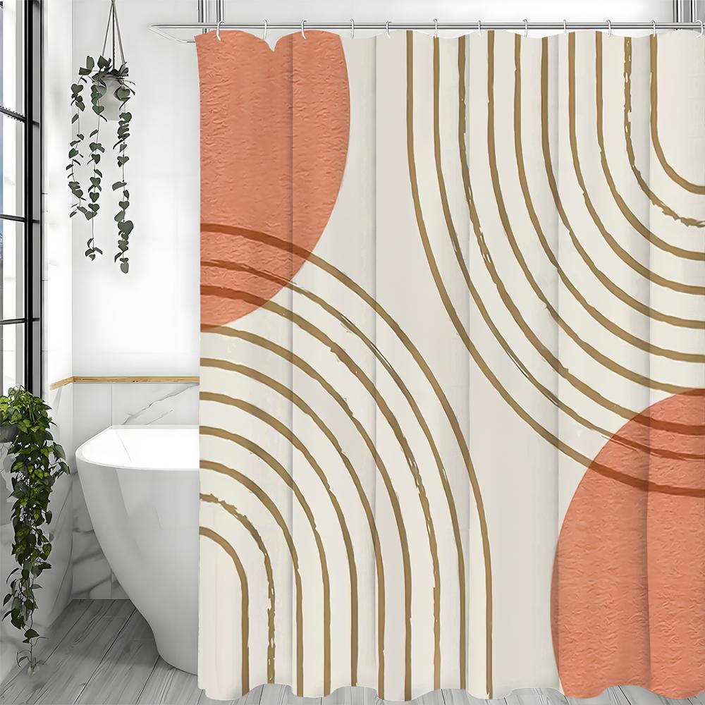 Arch Sun Modern Minimalist Shower Curtain, Bathroom Decorative Shower Curtain, Waterproof Shower Curtain with Hooks