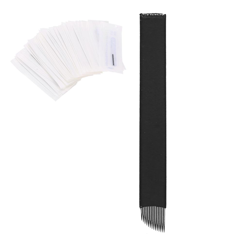 

50pcs 0.18mm Microblading Needles Eyebrow Tattoo SemiPermanent Needle Blade(14 Pin )
