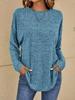 2023 Dames Casual Vintage Effen Kleur T-shirt Lente Herfst Mode Ronde Hals Lange Mouw Los Elegante Alles-passende Pullovers