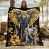 1pc Elephant with Intricate Patterns Flannel Throw Blanket - Lightweight Soft Warm All-Season Digital Print for Sofa, Camping, B
