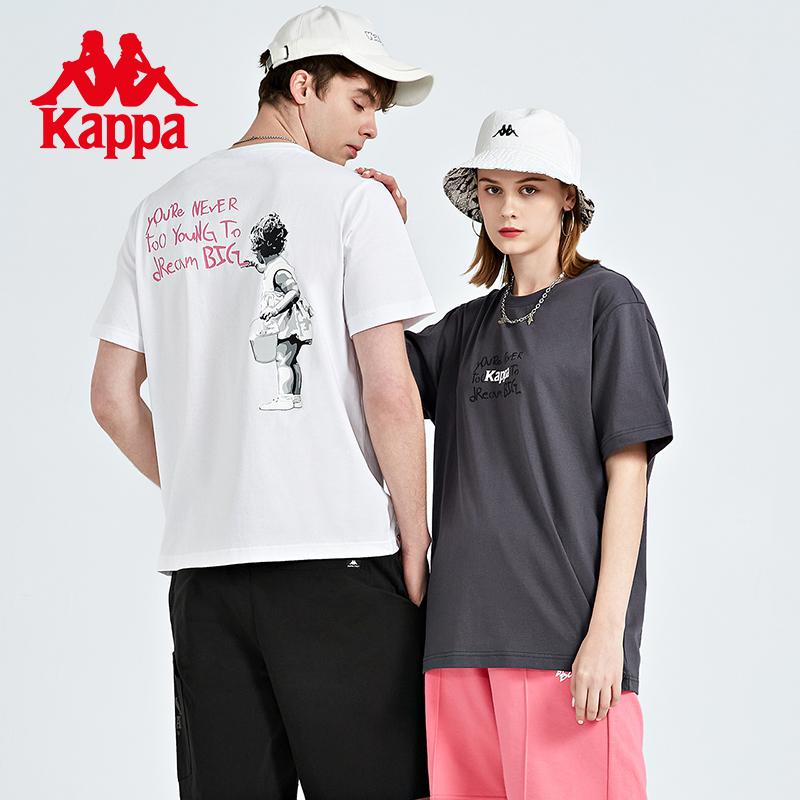 Kappa Short Sleeved Couple Sports T-shirt for Men and Women, Loose Casual Round Neck Half Sleeve Summer