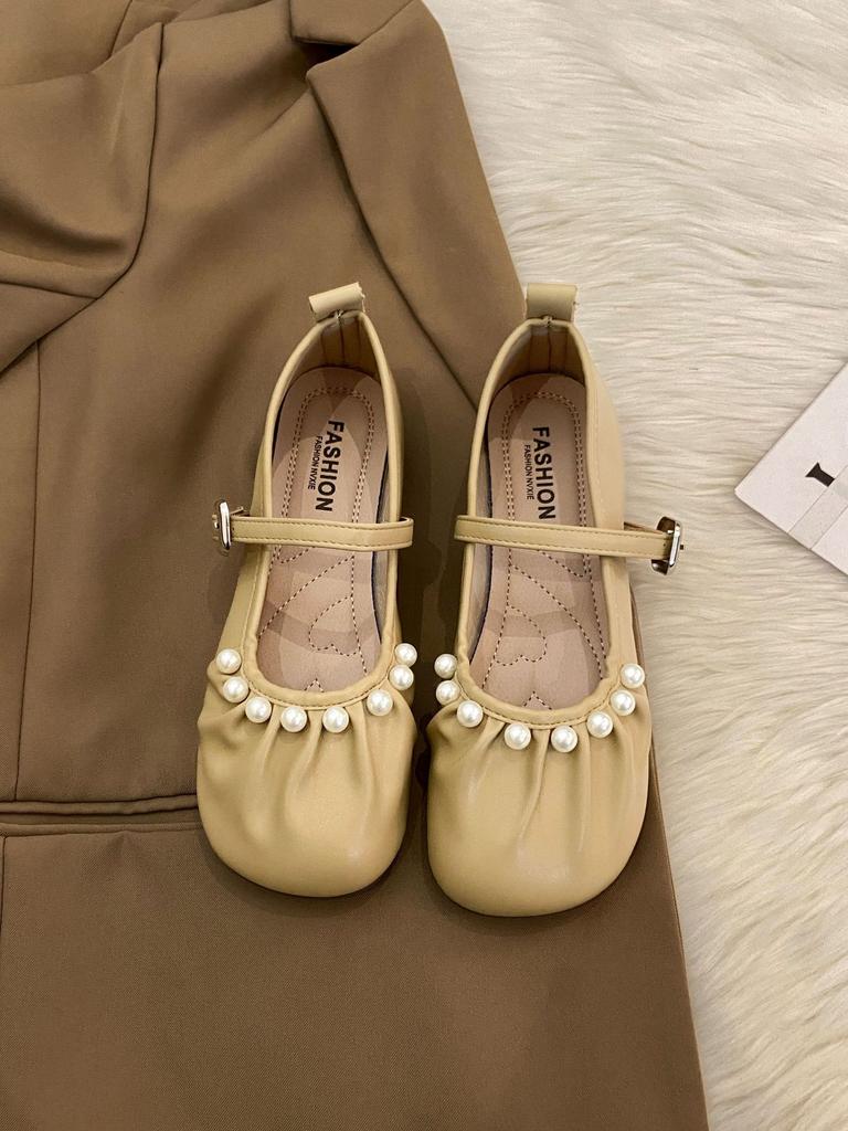 Shallow Single Shoes Women's 2025 Spring and Autumn New Flat-bottomed Buckle with Skirt Mary Jane Shoes