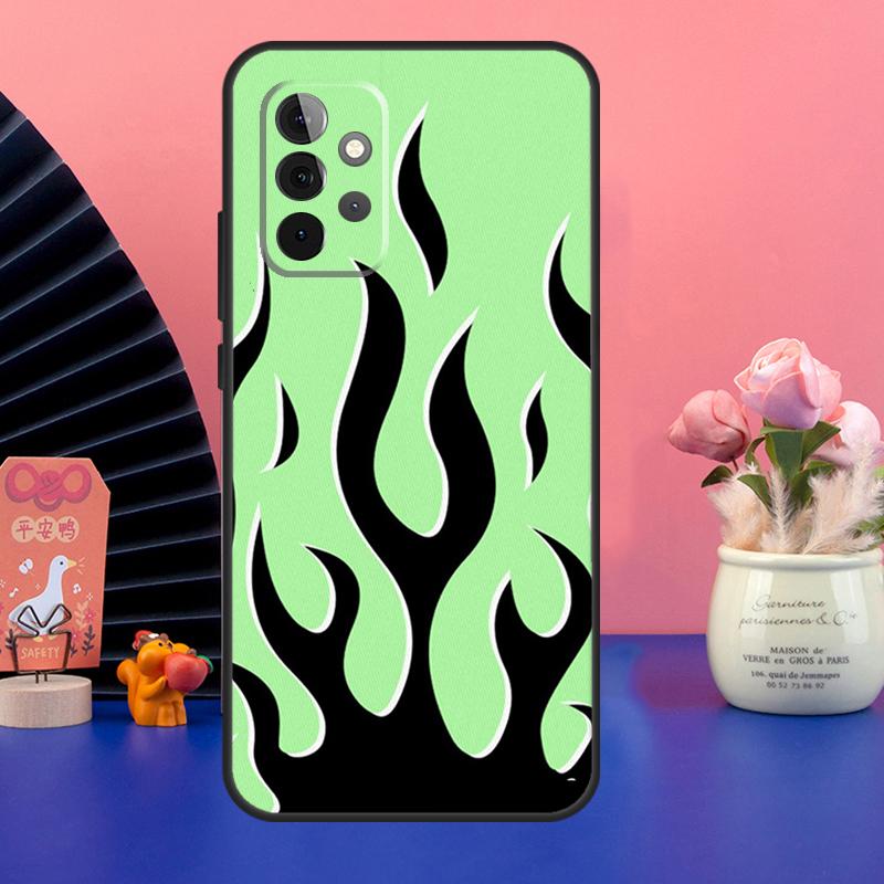 Flame Aesthetic Light Blue Fire Pink Case For Samsung Galaxy A54 A34 A24 A14 A73 A53 A33 A23 A13 A52 A32 A22 A12 A51 A71 Cover