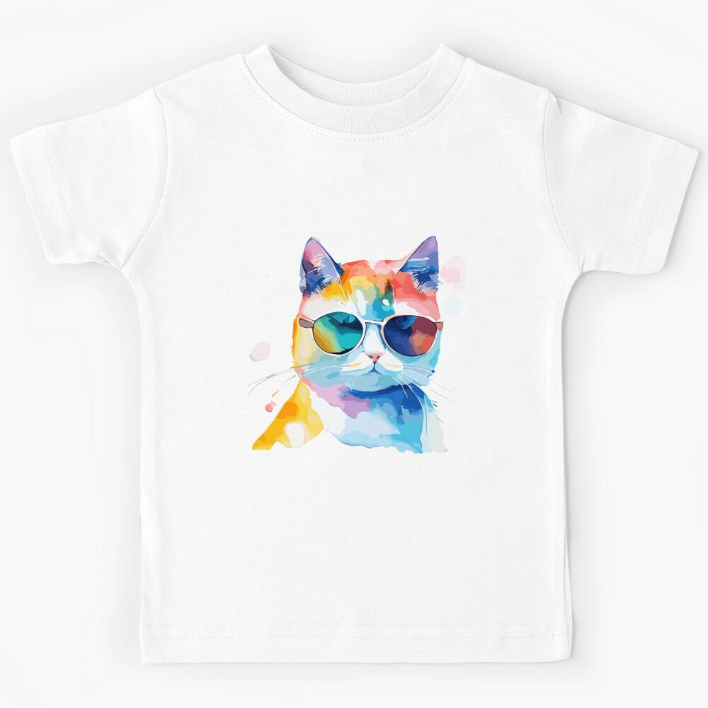 Colorful Painted Cat Kids T-Shirt 140