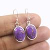 Copper Turquoise Earrings, Oval Purple Turquoise Earrings, Handmade Earring, 925 Sterling Silver Earring, Gift For Friends