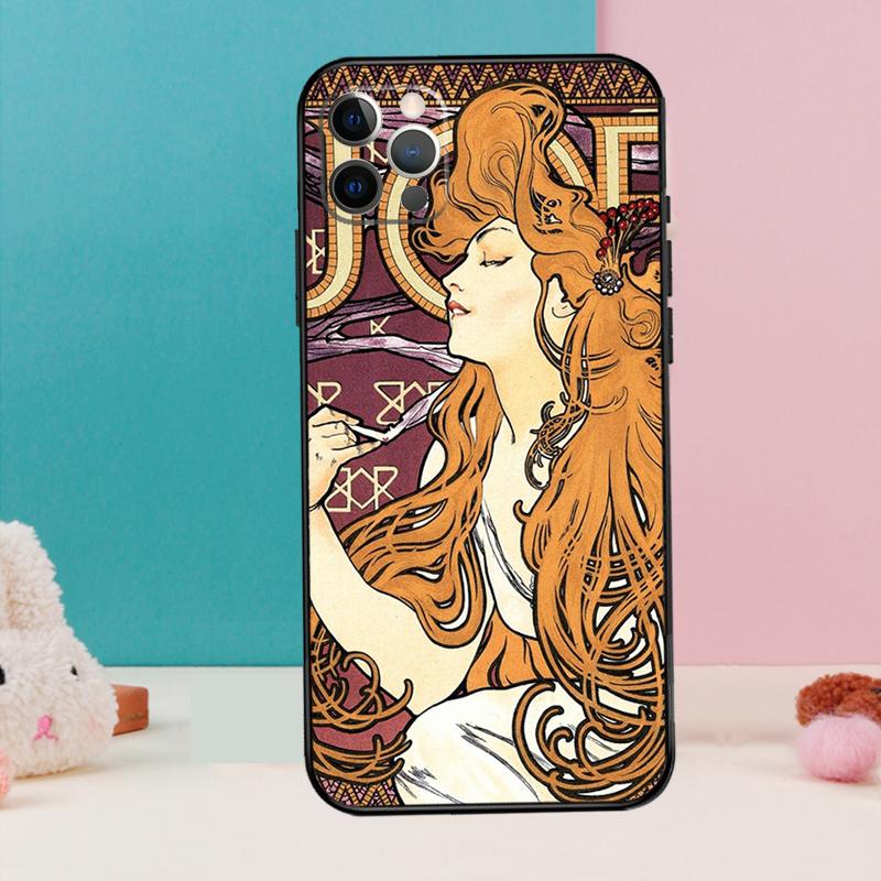 Alphonse Mucha Art Phone Case For iPhone 16 15 14 13 11 12 Pro Max 12 13 Mini XR 15 16 Plus 16e Cover Coque
