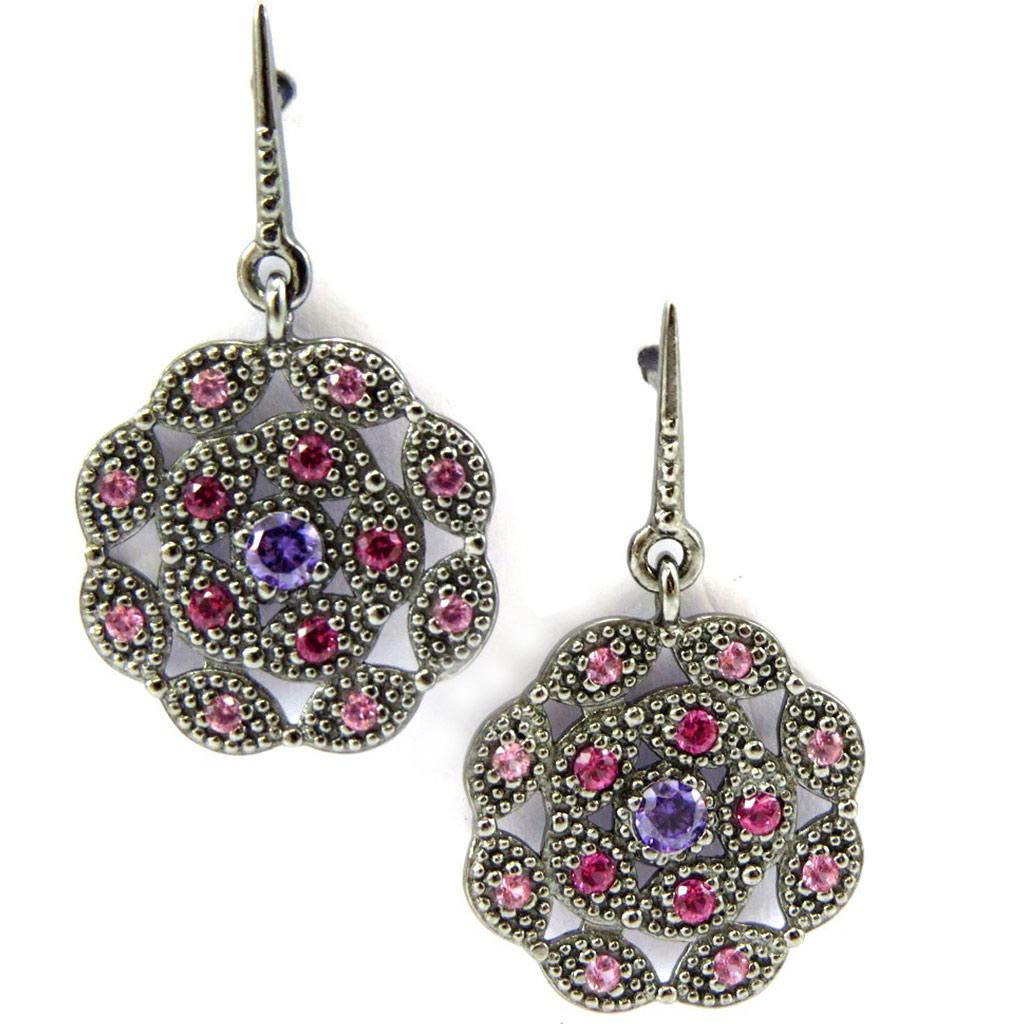 Les Trésors De Lily [L6687] - Silver Earrings 'Sappho' Purple Gray (rhodium Plated) - 15x15 Mm