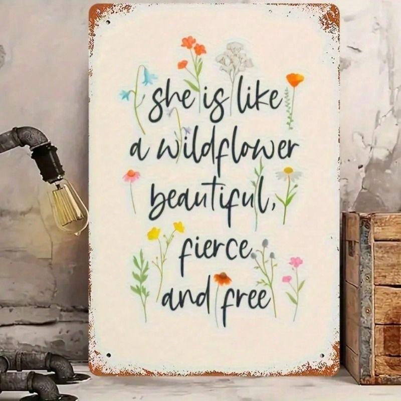 

Vintage Metal Wall Art Wildflower Poster Tin Sign for Home Garden Decor