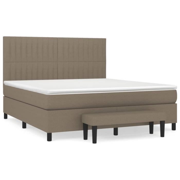 3136769 vidaXL Divan-lit Tapissier Avec Matelas Taupe 160x200 Cm Tissu