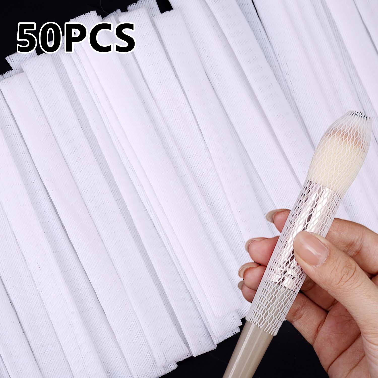 50PCS Stretchable Makeup Brush Protective Mesh Set Rose Gauze Set Makeup Brush Protective Mesh Sets Flower Protective Mesh Set