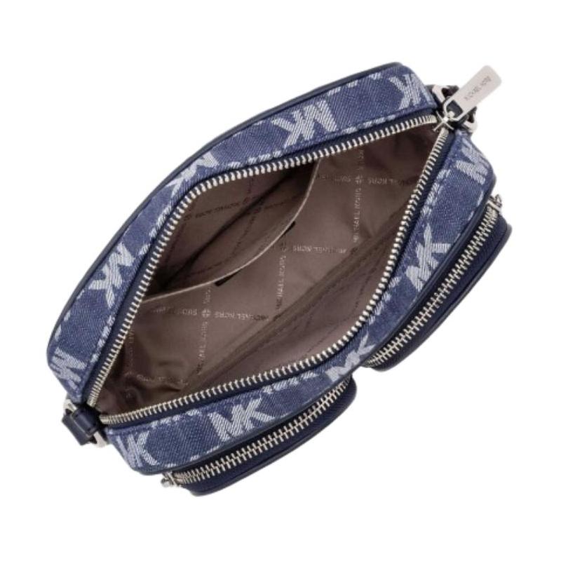 Michael Kors Jet Set Item Logo Printed Shoulder Strap Adjustable Crossbody Shoulder Bag Medium Women's Blue