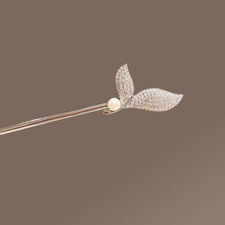 Sweet and Playful Rhinestone Inlaid Fishtail Women's Alloy Hairpin for Dance Party Cheongsam Hanfu Versatile Braided Hairpin