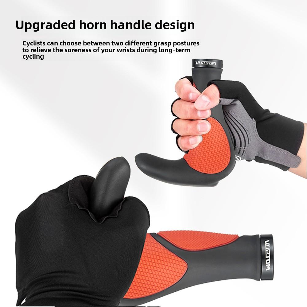Bicycle Bullhorn Handlebar Cover TPR Rubber Dual Lock One-Piece Anti-Slip Wear-Resistant Aluminum Lock Ring Secure for MTB Road