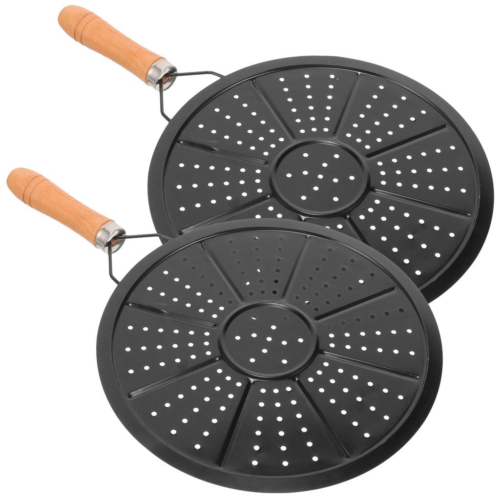 2 Pcs Heat Sink Insulation Pads Pans Diffusers for Home Flame Tamer Thermally Plate Wood Wooden Handle