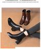 Women's Chunky Heel Short Martin Boots - Autumn/Winter 2025, Leather, Plus Velvet, Nude, Square Toe, Mid-Heel, Comfortable Fit.