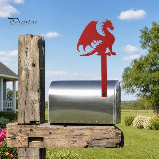 Wooden Mailbox Sign Metal Flag Replacement, Decorative Dragon Stake Sign, Garden Decor Winged Shape Ornament for Outdoor Mail Box Decoration Magnetic