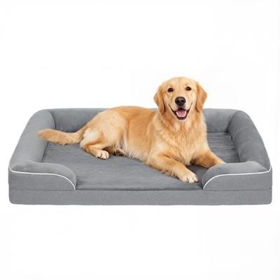 Dog Sofa Bed, Washable Pet Bed with Removable Cover and Non-Slip Bottom for Small, Medium and Large Dogs, Grey
