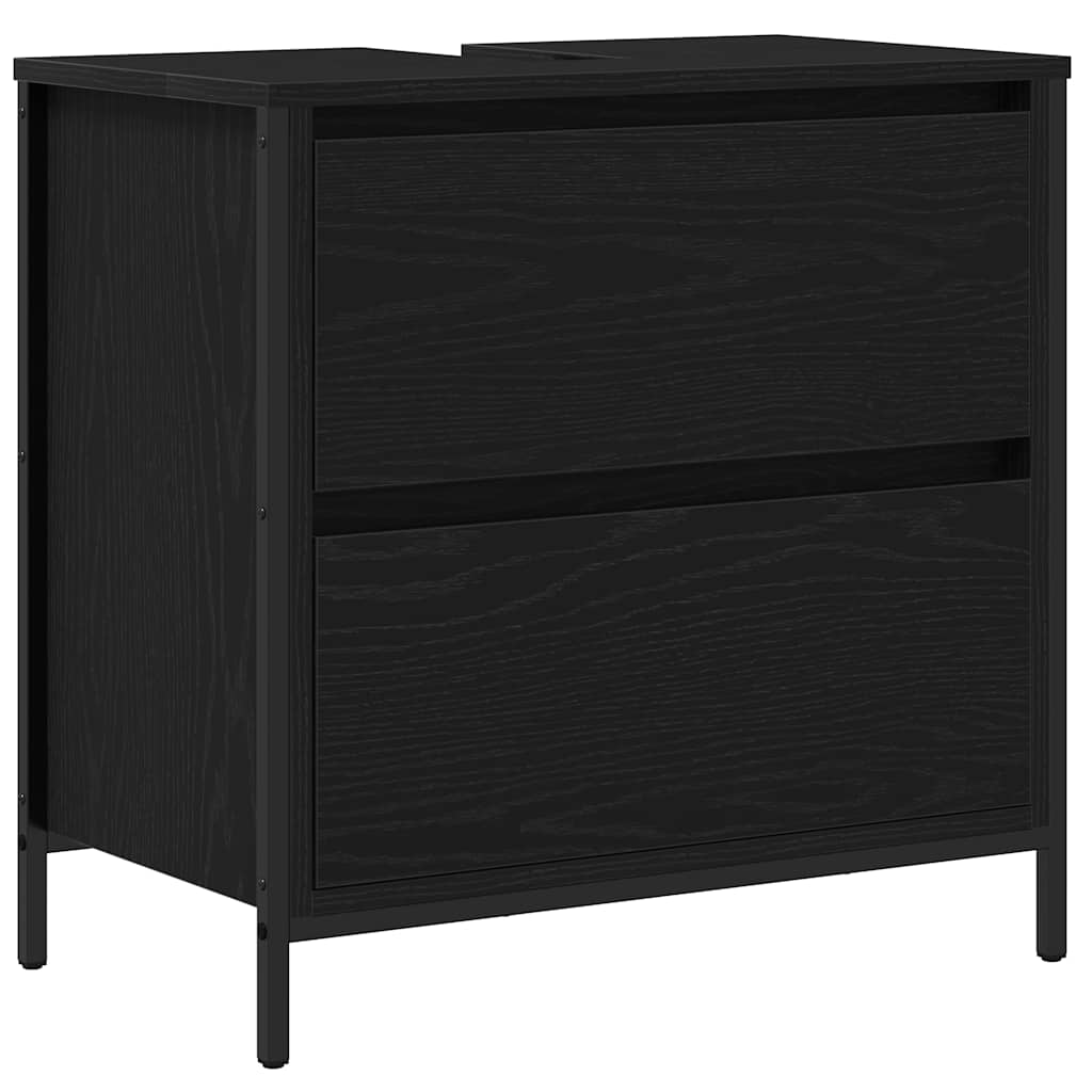 2 Piece Bathroom Furniture Set Black Oak Look Engineered Wood