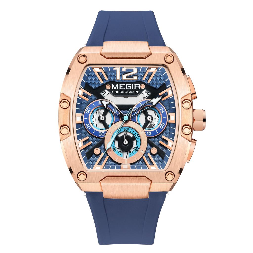 Megir Chronograph Luxury Sport Quartz Watches for Men Waterproof Luminous Casual Big Dial Wristwatch Date Clock Reloj Hombre 8112