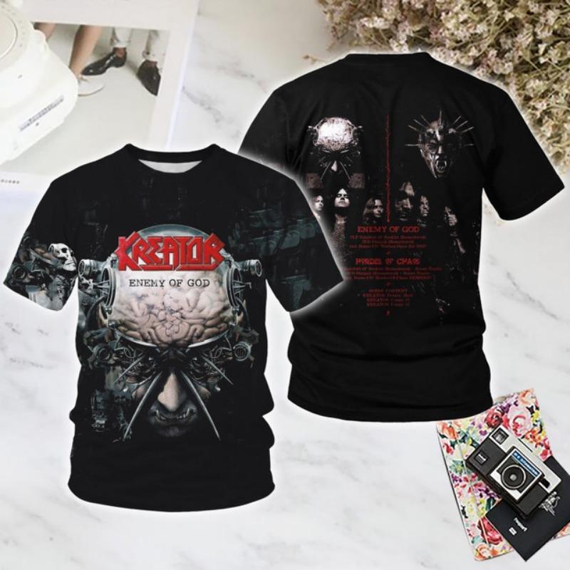Popular Heavy Metal Band T Shirts Men/Women Fashion Hip Hop Streetwear Oversized Short Sleeve Top Tees