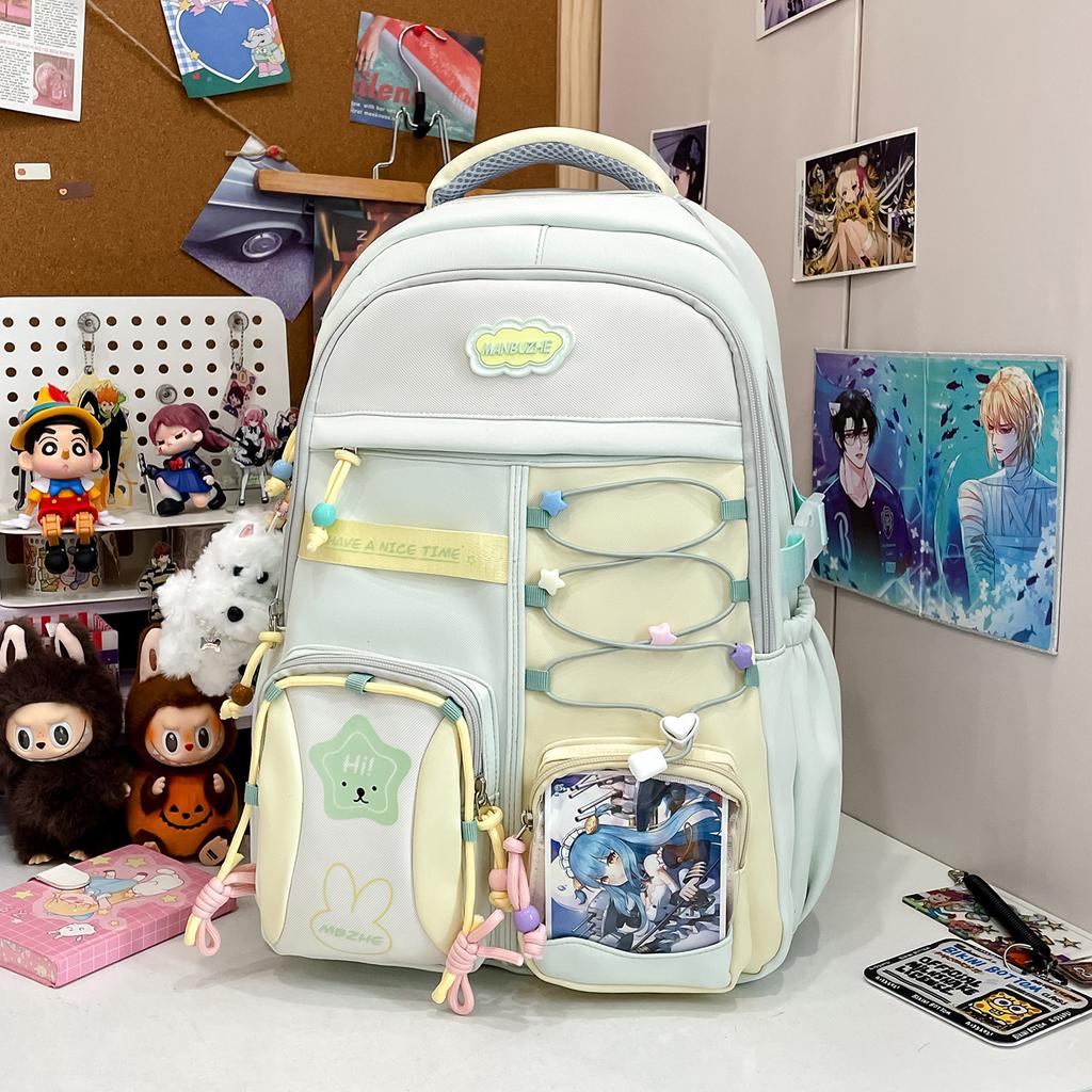High-value Schoolbag for Girls, Cute for Junior High School Students, Japanese Transparent Pain Bag, Large-capacity Backpack, Student Backpack.