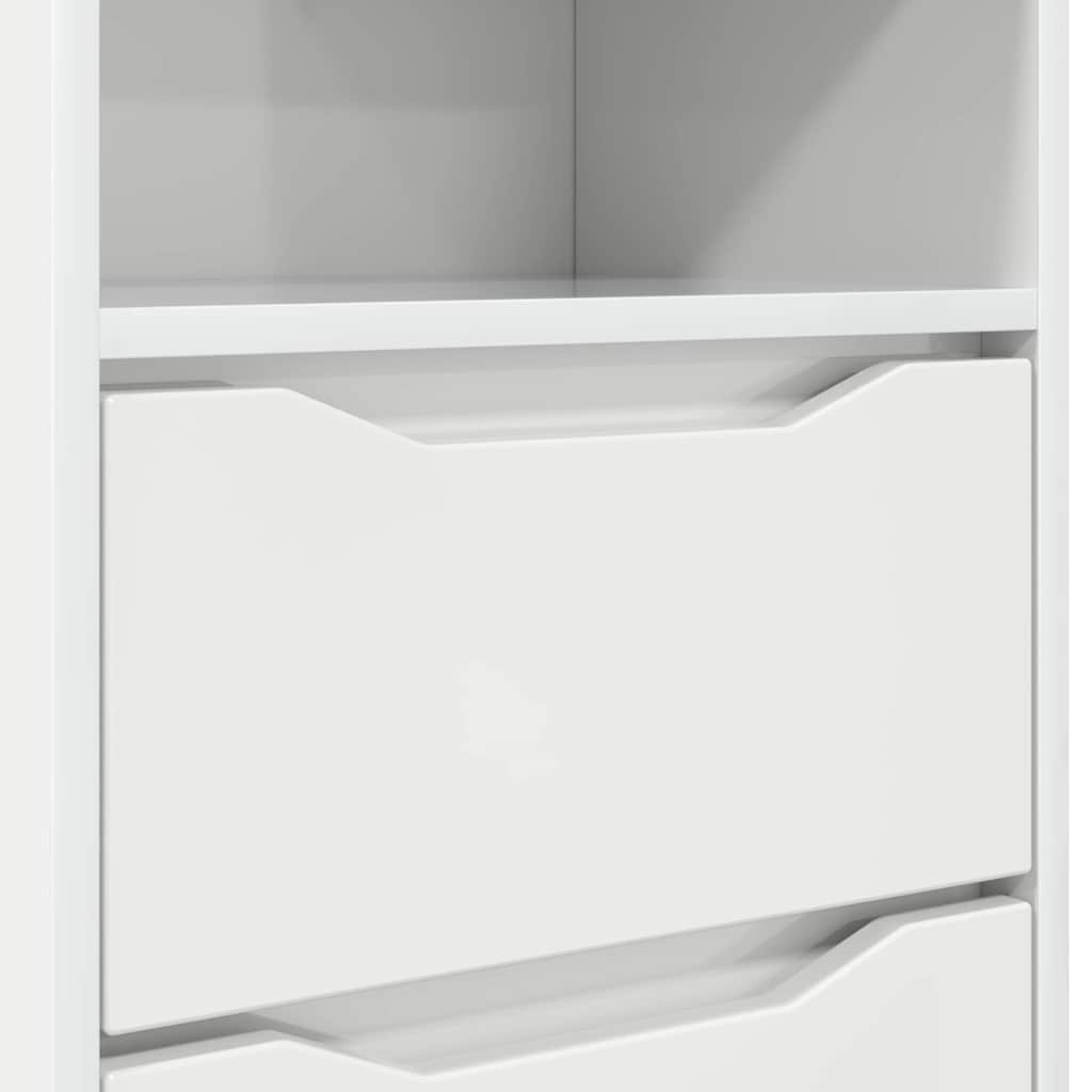 Nightstand High Gloss White 40 X 30 X 67 Cm Engineered Wood